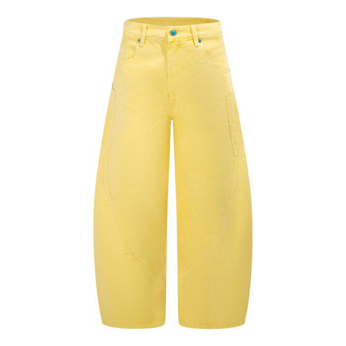 巴黎风美式复古工装弯刀牛仔裤