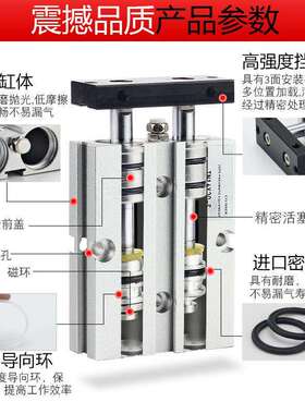 邦特尔小型双杆双轴气缸大推力TN25/TDA32*10-15X20X30X40X50X75X