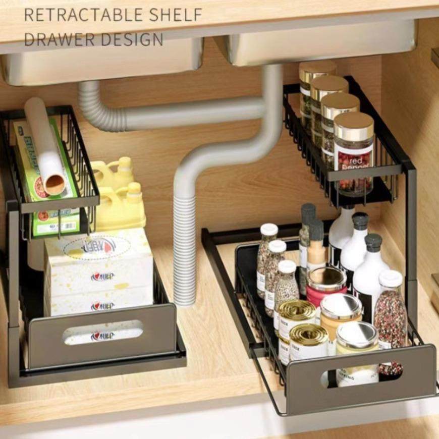 厨房多功能储物收纳架抽拉式橱柜置物架下水槽可拆装抽屉式整理篮,3C数码配件,USB灯,淘宝优惠券,粉丝福利购,淘宝优惠卷