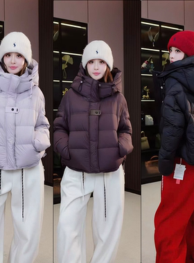 【辰大嗓严选】短款连帽羽绒服女通勤百搭加厚外套D-19150