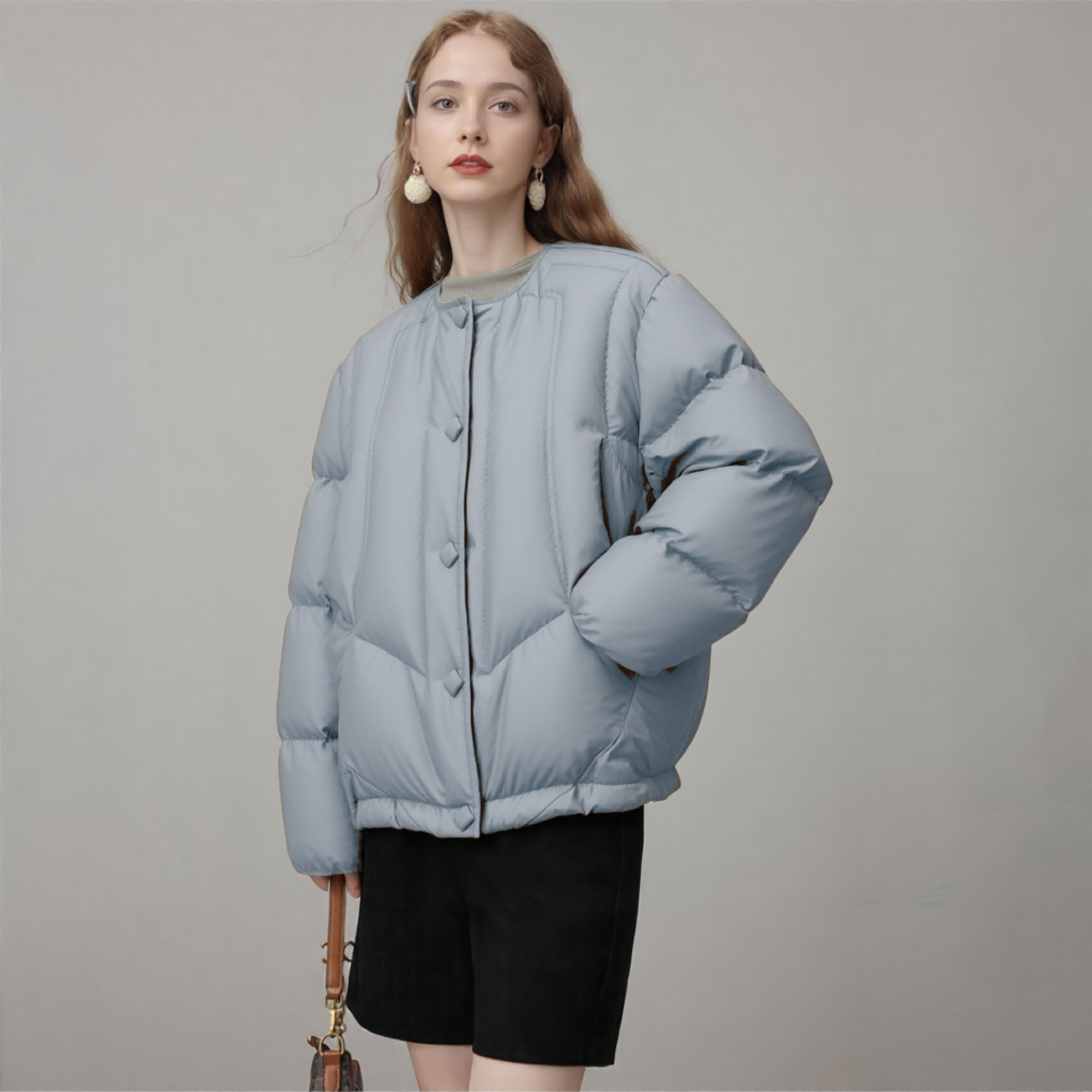 【大潘专享】羽绒服短款圆领女款韩版宽松百搭保暖外套YS-19012