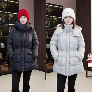 【辰大嗓严选】羽绒服女款90鹅绒宽松连帽收腰保暖外套YS-19098