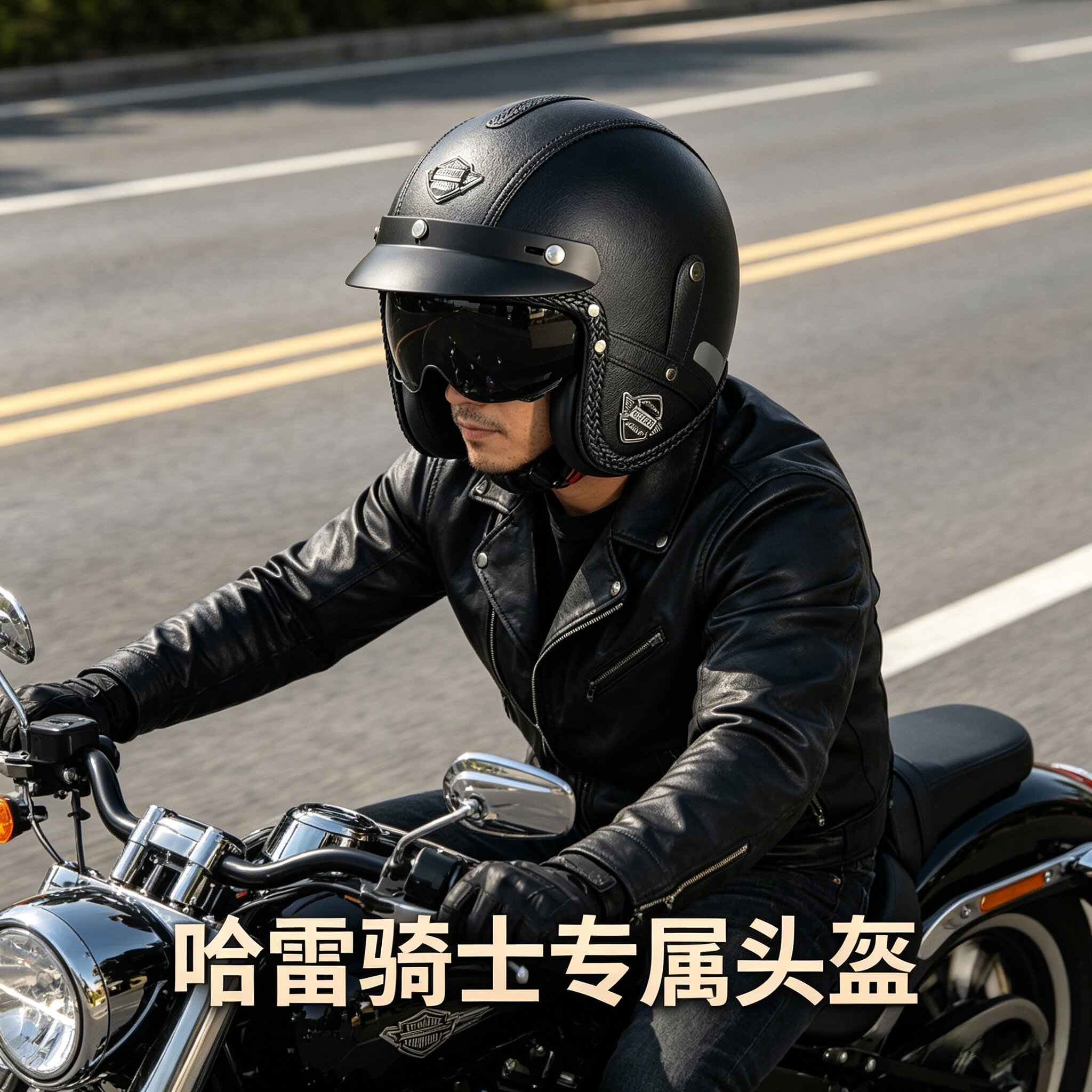 A类认证复古太子巡航摩托车头盔男女电动带镜片骑行半盔机车3/4盔