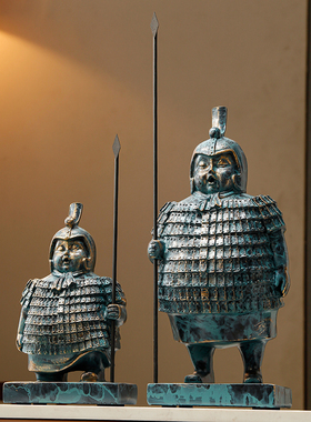 中式客厅兵马俑装饰品创意高档电视柜博古架摆件办公室展示柜摆设