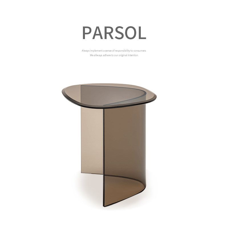 IFJE 意式极简创意玻璃边几咖啡桌客厅小户型茶几侘寂风艺术角几