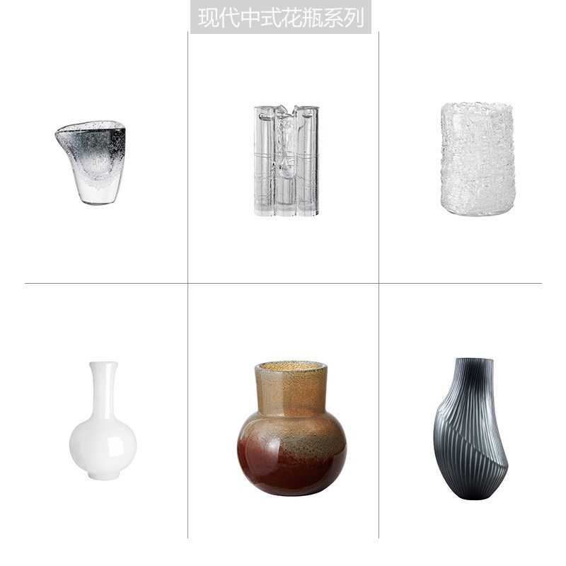 高端软装家具搭配工作室公司会议室桌面摆件玻璃花瓶套装家装设计