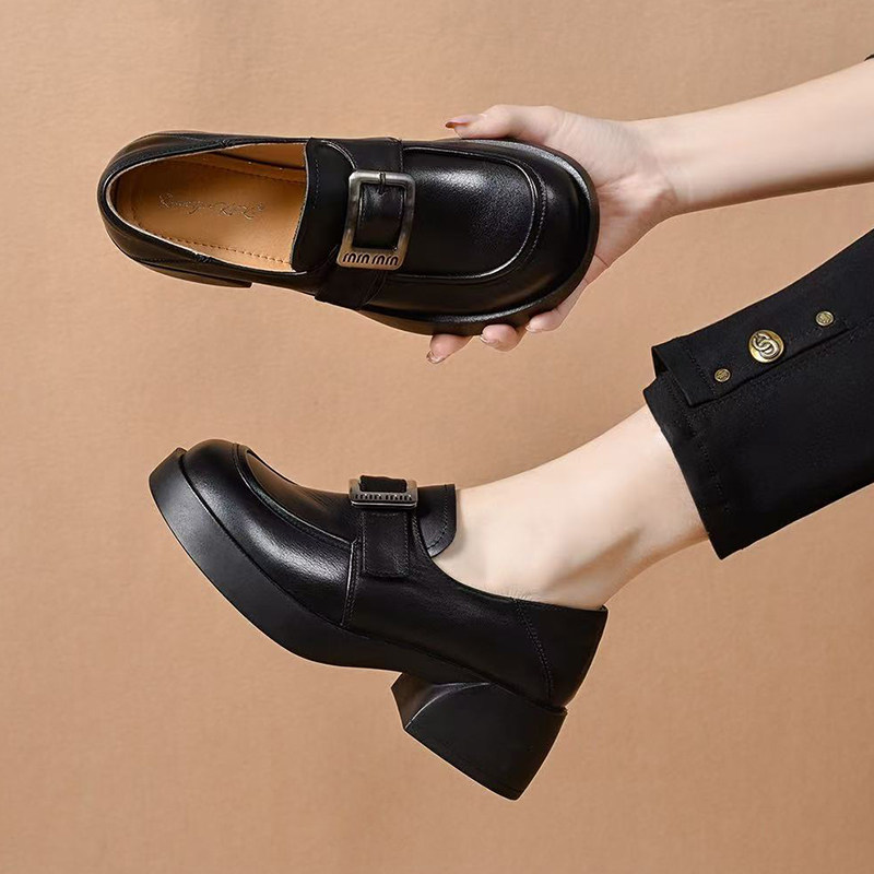 小皮鞋真皮乐福鞋厚底2025新款秋季英伦风复古软底单鞋一脚蹬女鞋,女鞋,深口单鞋,淘宝优惠券,粉丝福利购,淘宝优惠卷