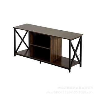 美式实木置物架收纳架电视柜铁艺复古简约组合架子陈列架书架客厅