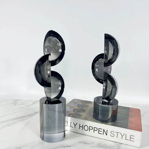 现代简约样板房间客厅几何水晶玻璃摆件家居茶几玄关柜软装饰品售