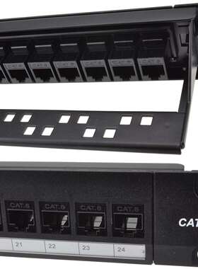 24端口RJ45CAT6A屏蔽通过耦合器配线架