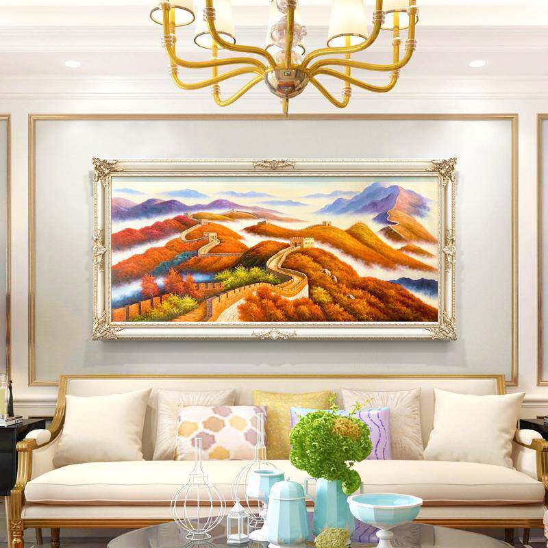 欧式油画客厅沙发背景大气墙别墅挂画长城风景简欧壁画欧式装饰画