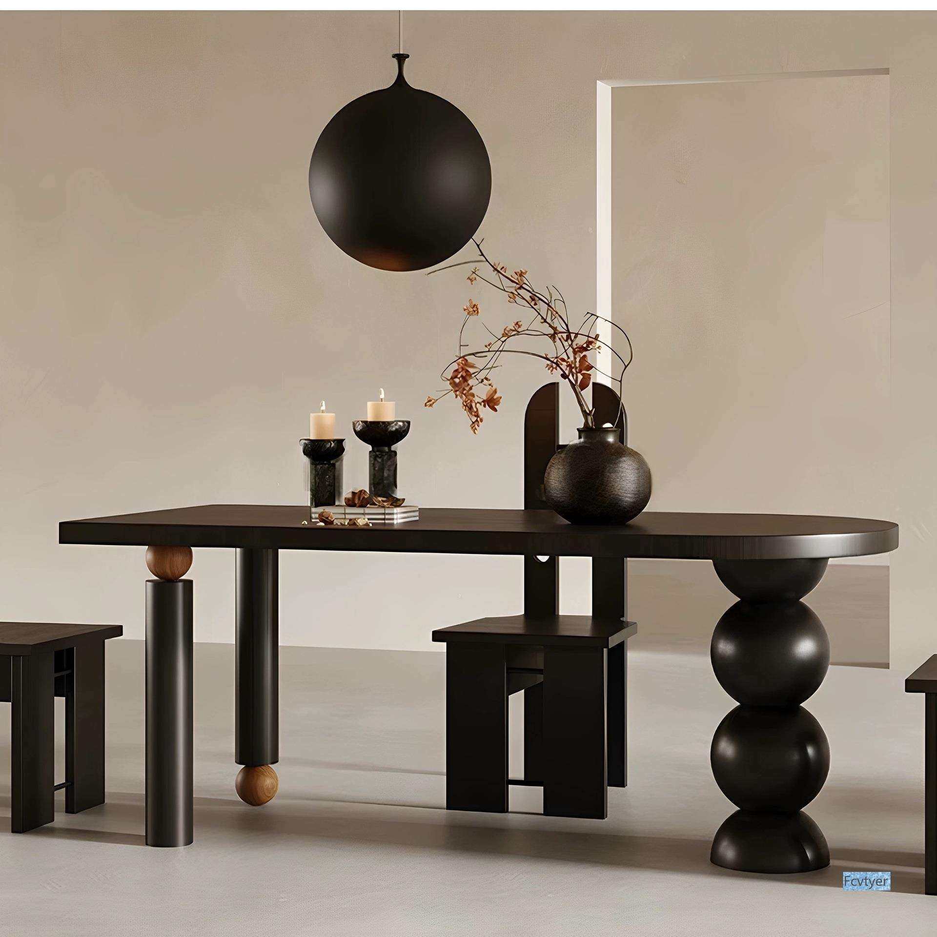 米澳拉古风半圆形实木餐桌家用书桌饭桌办公长桌客厅中设计师法式,3C数码配件,USB灯,淘宝优惠券,粉丝福利购,淘宝优惠卷