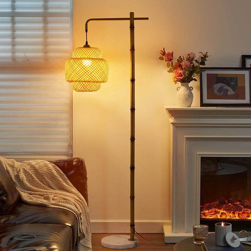 日式落地灯北欧客厅沙发角落卧室床头灯竹子藤艺新中式立式台灯,3C数码配件,USB灯,淘宝优惠券,粉丝福利购,淘宝优惠卷