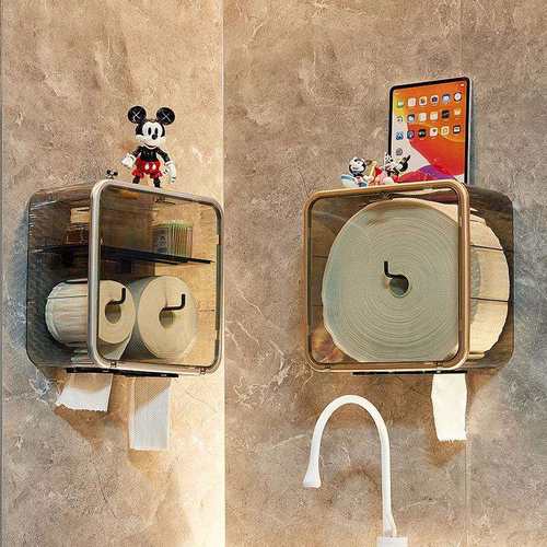 卫生间厕纸盒酒店纸巾盒抽纸盒防水壁挂式免打孔置物架大盘卷纸器