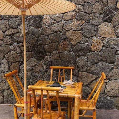 老式竹桌茶桌围炉煮茶户外野炊桌椅全套茶几竹子凳子竹子桌椅复古