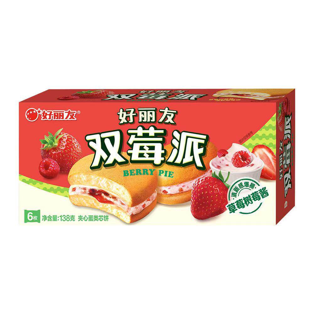 好丽友双莓派6枚装138g网红零食下午茶代餐糕点好丽友派