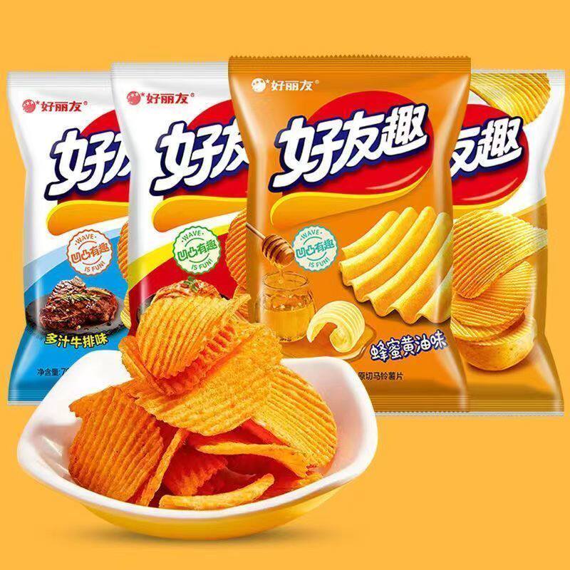 好丽友好友趣薯片70g大凹凸韩国泡菜味蜂蜜黄油味零食休闲