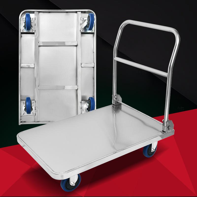 304不锈钢手推车折叠搬运推货车仓库拉货平板车小推车物流车