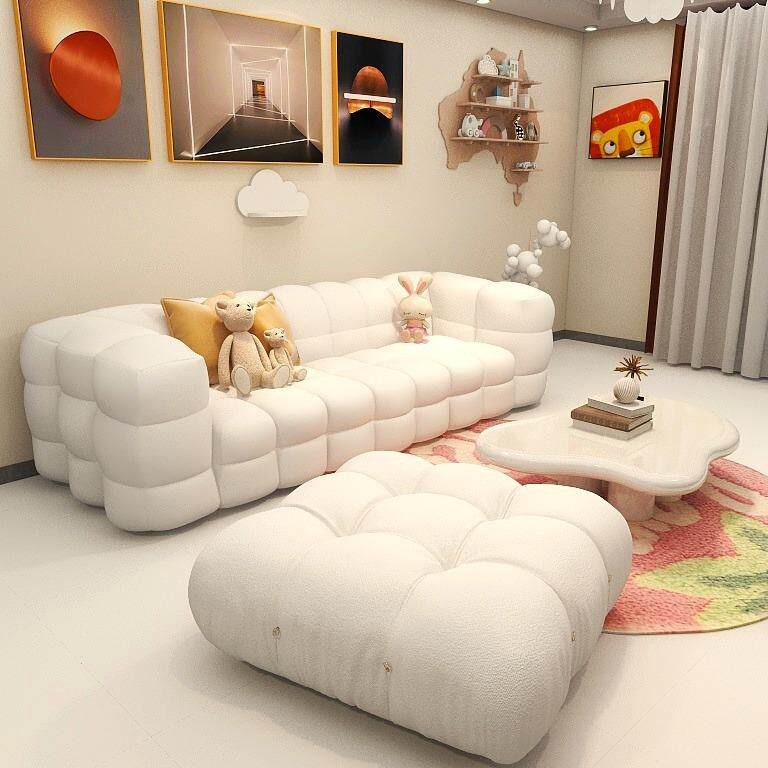 现代简约北欧小户型客厅布艺沙发网红棉花糖沙发奶油风格云朵沙发