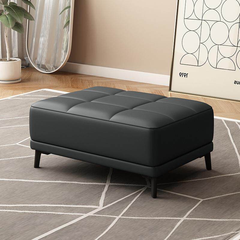 欧式皮艺沙发脚踏凳家用客厅贵妃位加长搁脚凳放腿皮沙发凳轻奢木