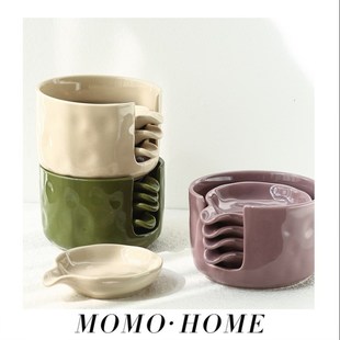MOMO 手捏纹纯色陶瓷味碟前菜碟子火锅蘸料碟子套装