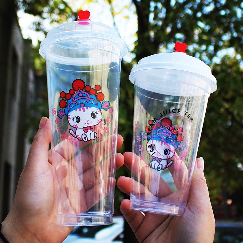 90口径奶茶杯子一次性带盖商用700ml塑料加厚磨砂注塑杯500ml定制,餐饮具,塑杯,淘宝优惠券,粉丝福利购,淘宝优惠卷