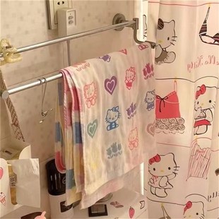 家用大浴巾洗澡裹巾吸水学生毛巾 卡通猫咪全棉浴巾女纱布棉新款