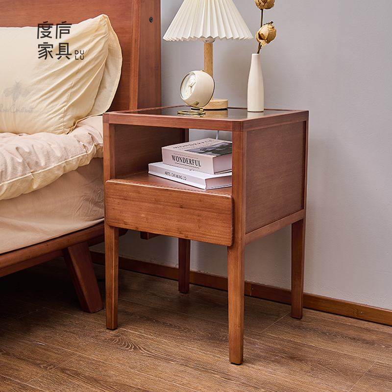 度庐卧室简易床头柜简约现代家用感应灯置物柜收纳柜波特兰床边柜