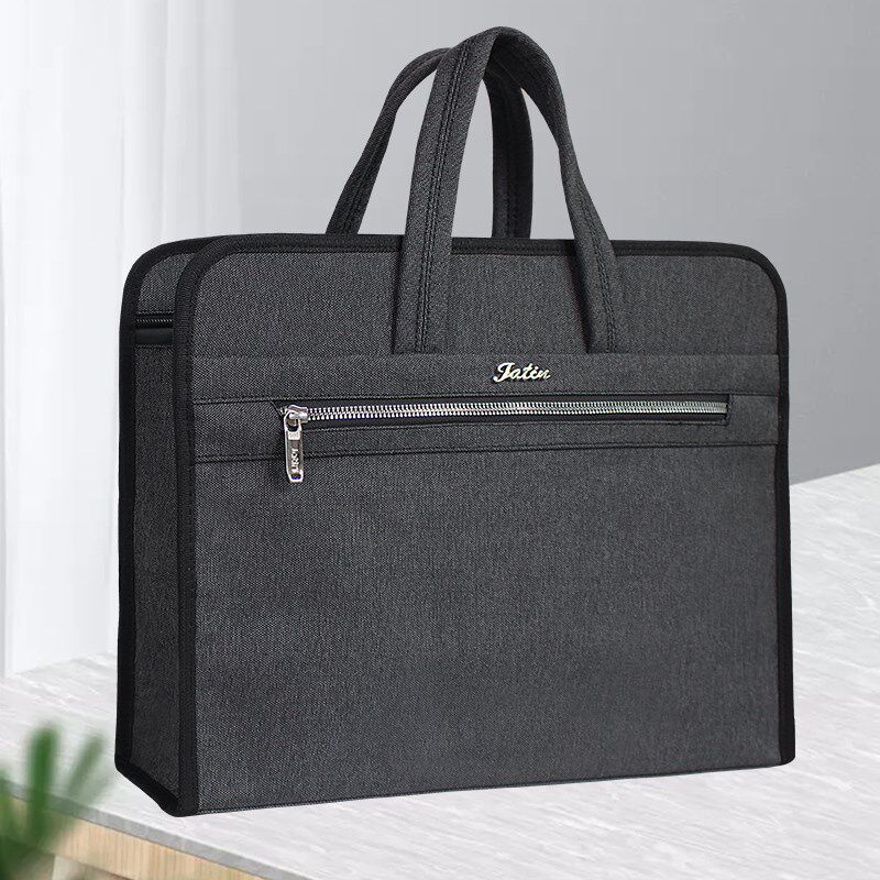 建腾加厚立体文件袋帆布男女士商务公文包会议帆布资料文件包定制