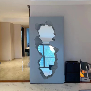 中古艺术侵蚀异形软体全身镜诧寂落地镜壁挂镜复古试衣镜工业风镜