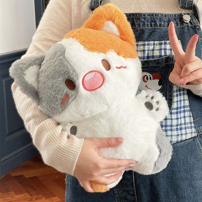 拼色可爱三花猫咪玩偶毛绒玩具软萌公仔女孩睡觉抱嘟嘟猫抱枕娃娃