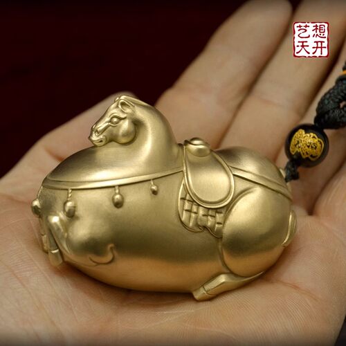 全铜唐马手把件随身盘