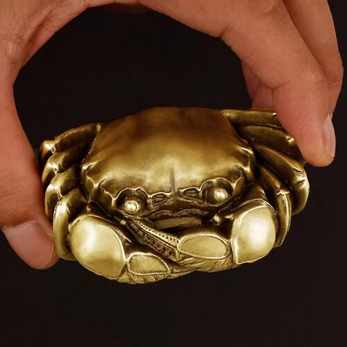 纯铜仿真螃蟹摆件茶宠镇纸