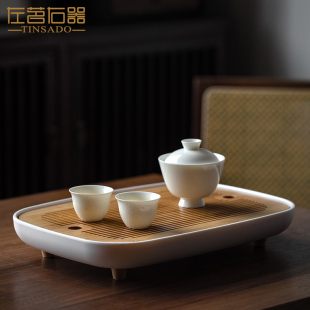 小型泡茶台茶具 左茗右器长方形茶盘干泡台茶托盘家用客厅储水式