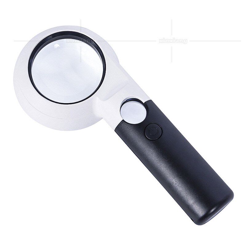 9个LED手持便携式高倍珠宝鉴赏阅读放大镜55-21mm20倍鉴定珠宝镜