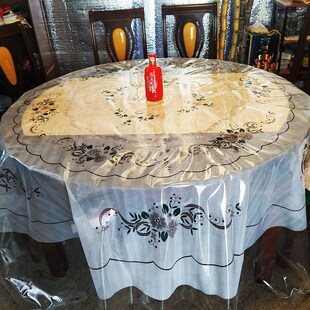 防水防烫防油免洗田园E大小圆桌桌布餐馆饭店餐桌圆形塑料台布