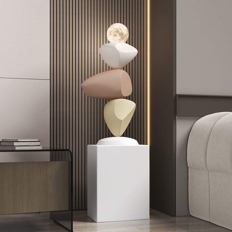 时来运转石头摆件客厅电视柜大型落地装饰品艺术入户高级感寓意好