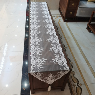蕾丝绣花桌旗茶几餐桌电视柜防尘盖巾梳妆台玄关柜餐边柜桌布 经典