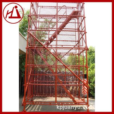脚手架雷亚架带网挂网式爬梯香蕉式脚手架带楼梯扶手钢跳板