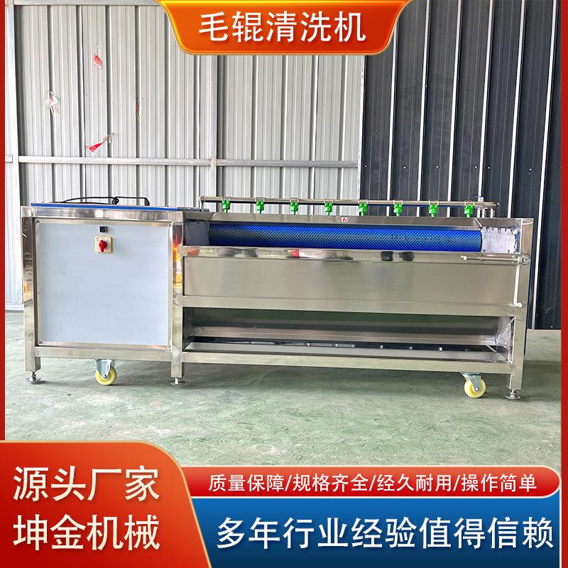 全自动U型毛辊小龙虾喷淋式清洗设备辣椒韭菜苹果不锈钢清洗机
