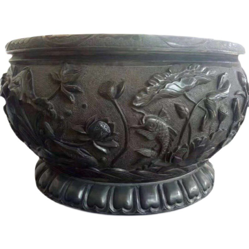 石雕鱼缸花盆石头圆缸水槽仿古水缸养鱼户外流水盆庭院荷花缸摆件