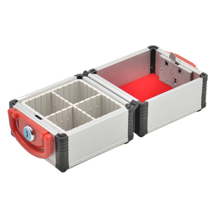 印章箱铝合金4小格印鉴收纳保管手提带锁便携财会财务私公放章盒