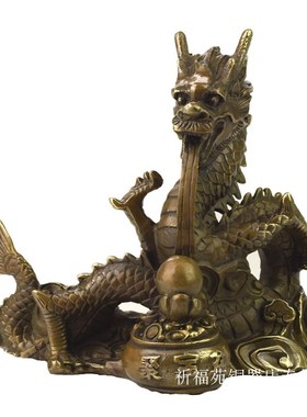 纯铜龙摆件黄铜做旧款式纯黄铜铸造成型龙仿古摆件包邮