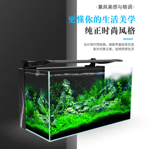 鱼缸背滤缸小型鱼缸客厅超白生态海缸水草缸兰寿一体缸30/40/50