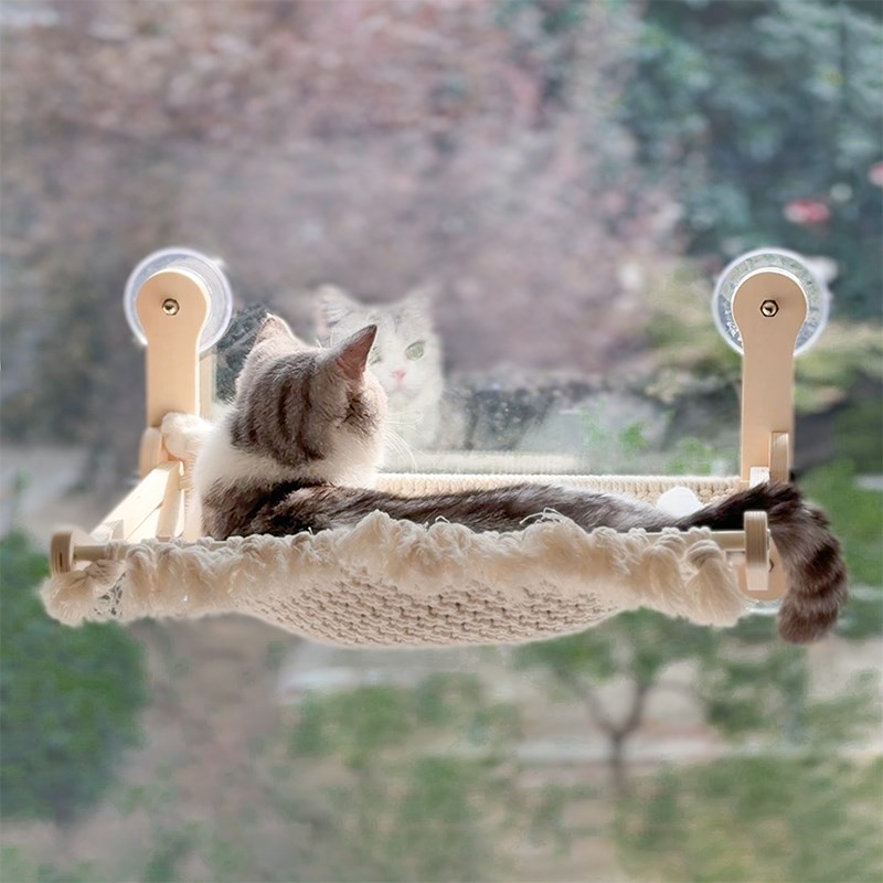 猫咕哩猫咪吊床玻璃窗户吸盘猫窝阳台窗台窗边猫挂窝观景台晒太阳