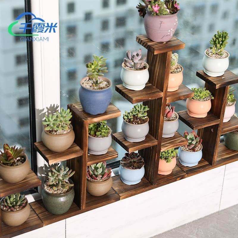 办公室桌面小花架窗台上的飘窗多肉小型置物架阳台窄桌上花盆架子