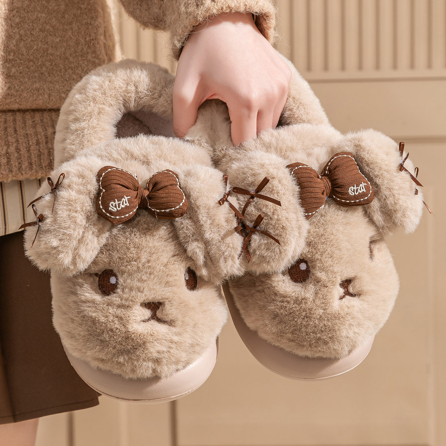 狗狗棉拖鞋女款冬季包跟毛拖鞋室内家居防滑厚底保暖毛绒可爱棉鞋,居家布艺,居家棉拖/棉鞋,淘宝优惠券,粉丝福利购,淘宝优惠卷