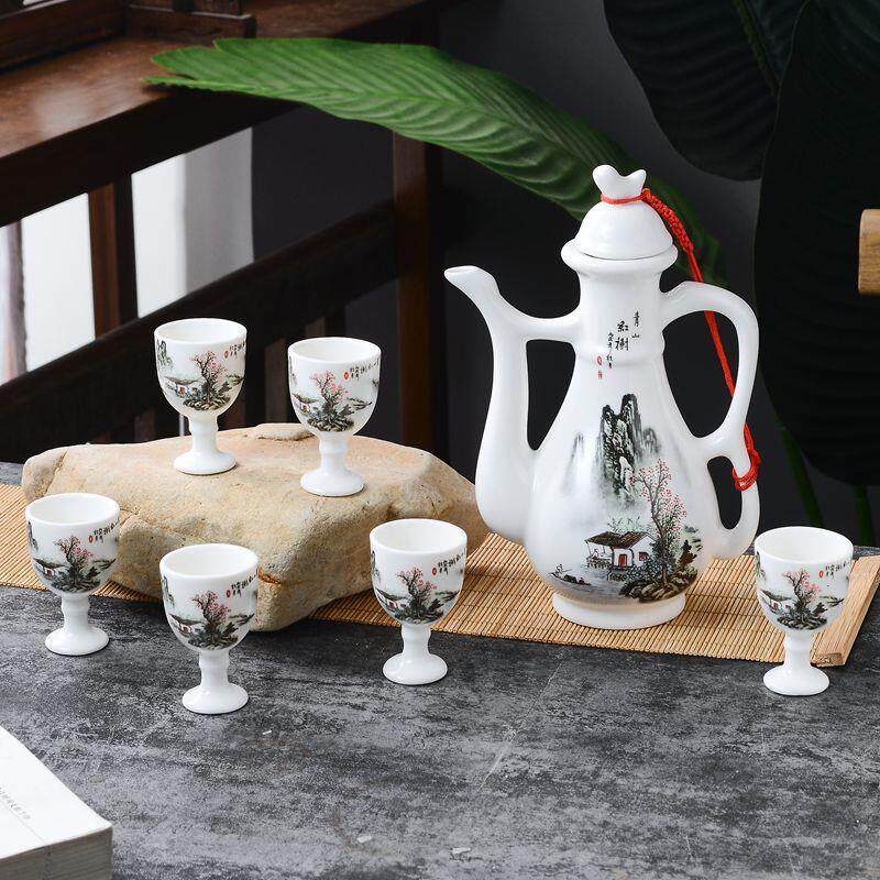 中式仿古陶瓷酒具套装高脚