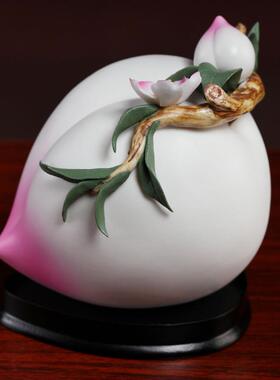 创意陶瓷工艺桃摆件祝寿礼