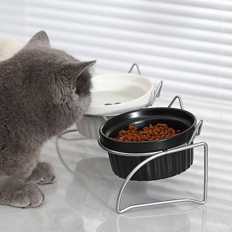 防滑宠物食盆双碗铁艺环陶